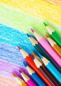 Colored pencils background Stock Photos