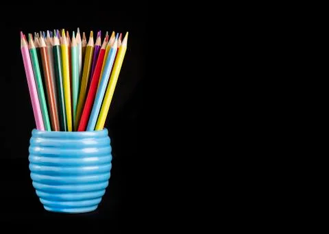 Colored pencils background Stock Photos