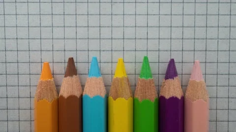 Colored Pencils On A Background, Stop Motion Stock Footage 181942634