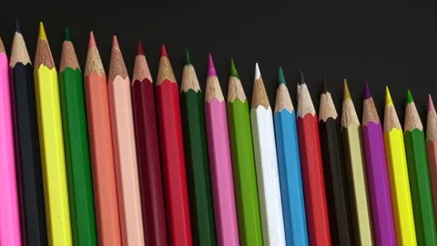 Colored Pencils On A Black Background. Stock Footage 128235838