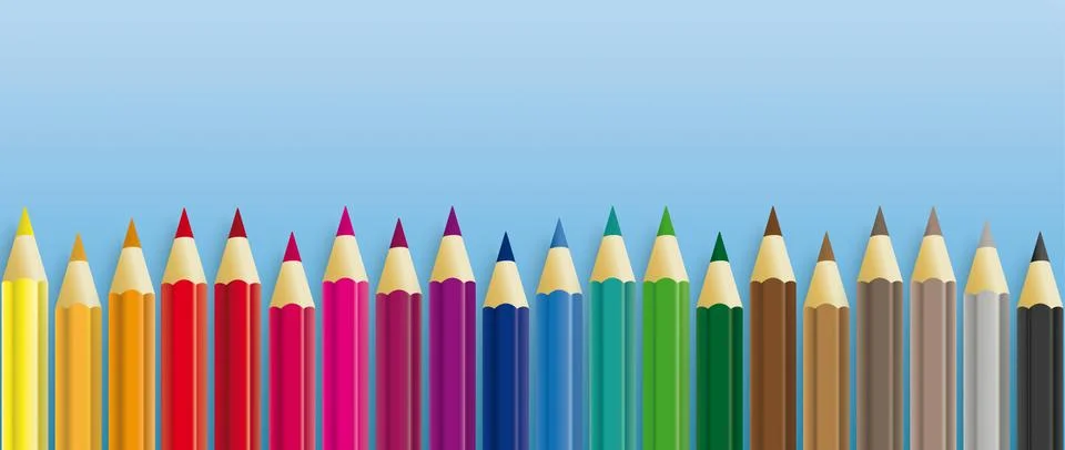 Colored Pencils Blue Header Stock Illustration