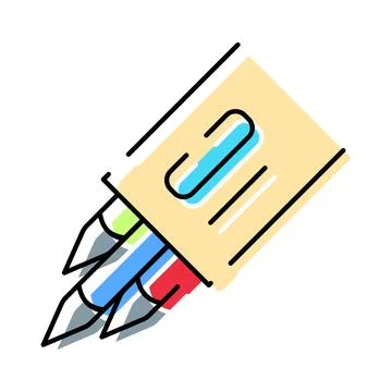 Colored pencils in box for drawing and education Stock Illustration