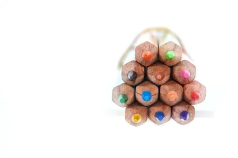 Colored pencils in a bunch of close-up Stock Photos