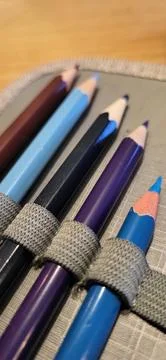 Colored Pencils in Case – Creative Workspace Close-Up Stock Photos