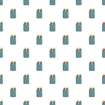 Colored pencils in cases forming seamless pattern Stock Illustration