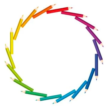 Colored Pencils Circle Disk Saw Pattern Stock Illustration