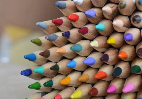 Colored pencils close-up Stock Photos