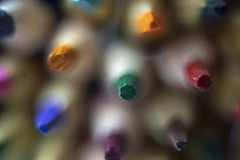 Colored pencils in close-up Stock Photos