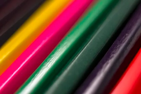 Colored pencils close-up on a white background, for backgrounds and texture,  Stock Photos