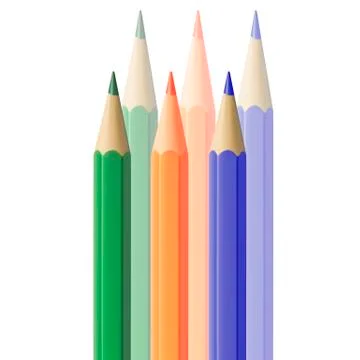 Colored pencils closeup on white Stockillustratie