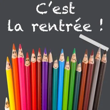 Colored pencils on colored background. Back to school concept. Draw Stock Photos