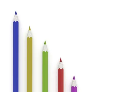 Colored pencils concept on white background Stock Illustration