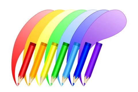 Colored pencils draw the rainbow. Vector EPS10 Stock Illustration