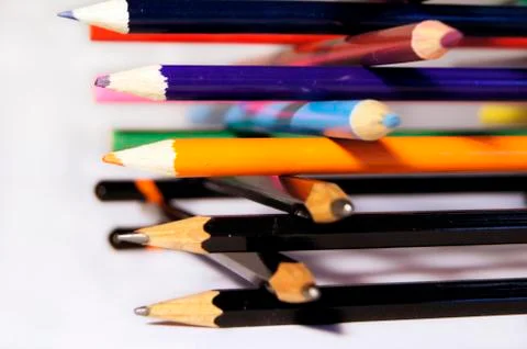 Colored pencils for drawing Stock Photos
