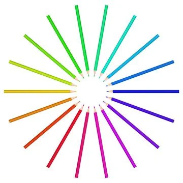 Colored pencils for drawing, Rainbow colored pencil on white background Stock Photos