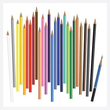 Colored Pencils with Drawing Realistic 3D Illustrazione stock