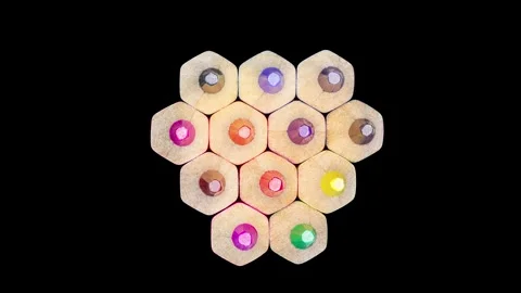 Colored pencils, ends are sharpened, gathered in bundle Stock-Footage 240646690
