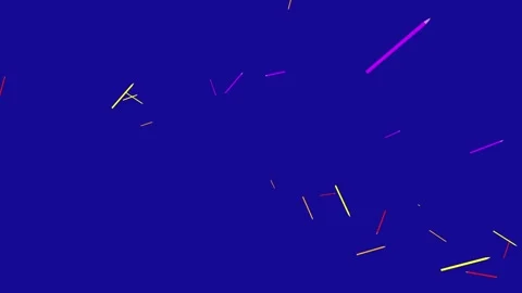 Colored Pencils falling down from the top blue screen Stock Footage 322894248