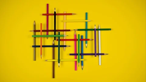 Colored pencils form abstract interlacing Stock-Footage 96525325