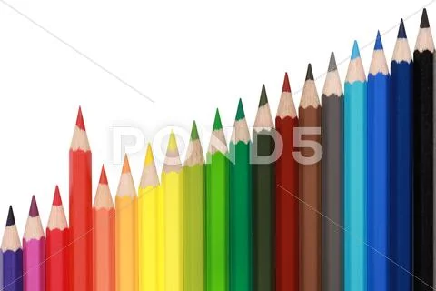 Colored pencils forming a rising chart Stock Photos