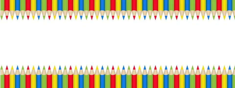 Colored pencils frame for text. Back to school frame, invitation. Vector illu Stock Illustration
