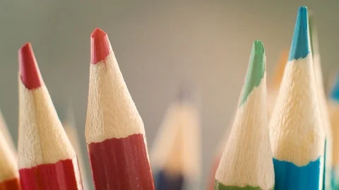 Colored pencils on grey background. Stock Footage 103450905