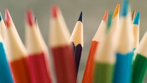 Colored pencils on grey background. Stock Footage 103450928
