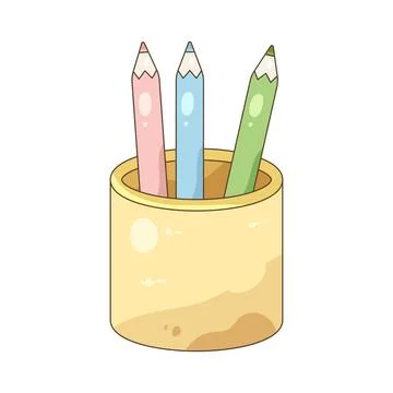 Colored pencils in a holder Stock Illustration