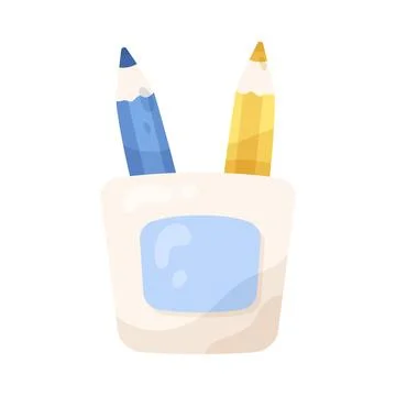 Colored pencils in a holder Stock Illustration