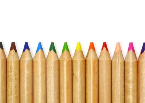 Colored pencils, isolated on the white background. Stock Photos
