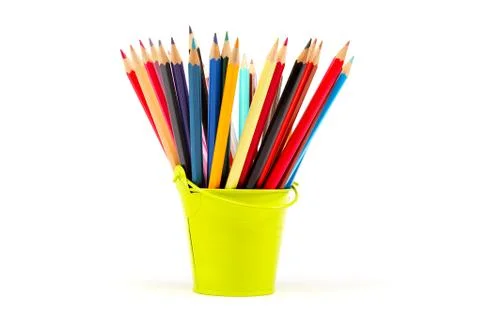 Colored pencils isolated on white background. Stock Photos