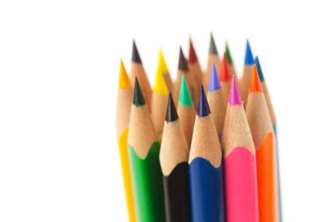 Colored pencils isolated on white Foto stock