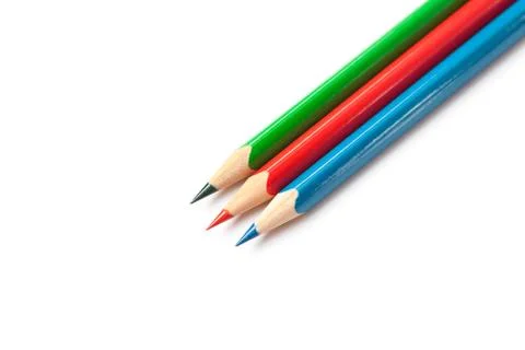 Colored pencils isolated on white Stock Photos
