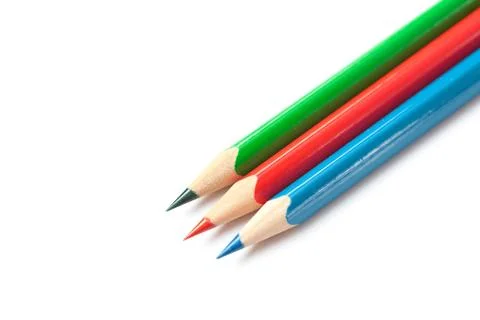 Colored pencils isolated on white Foto stock