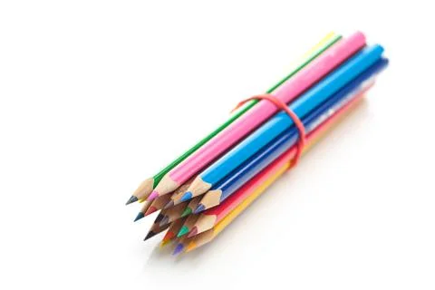 Colored pencils isolated on white Stock Photos