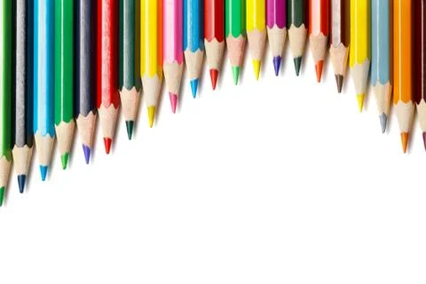 Colored pencils lying wave Stock Photos