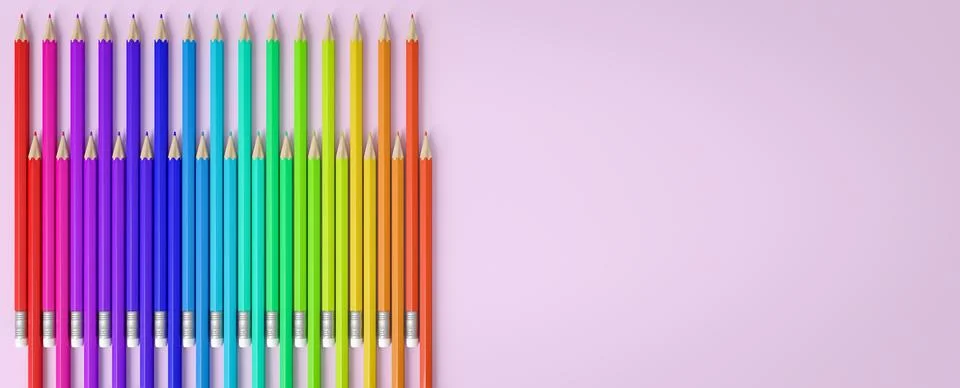 Colored pencils on a plain background Stock Illustration