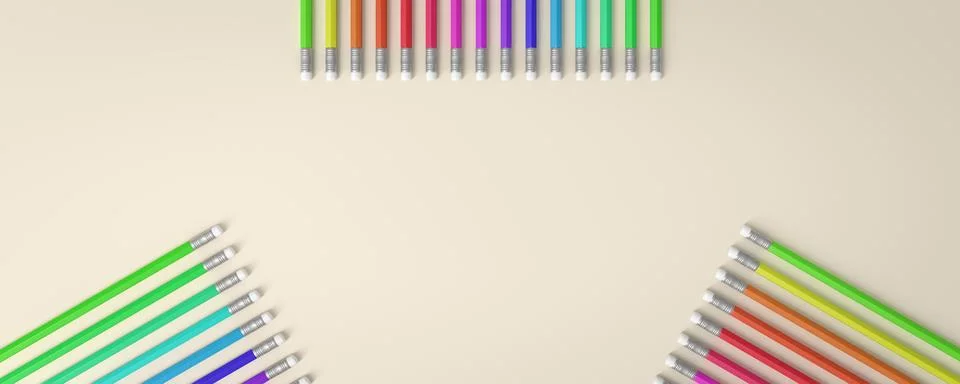 Colored pencils on a plain background Stock Illustration