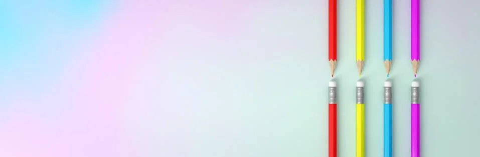 Colored pencils on a plain background Stock Illustration