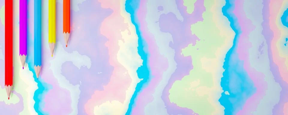 Colored pencils on a plain background Stock Illustration