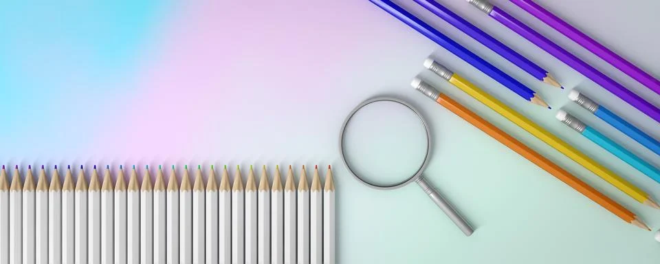 Colored pencils on a plain background Stock Illustration