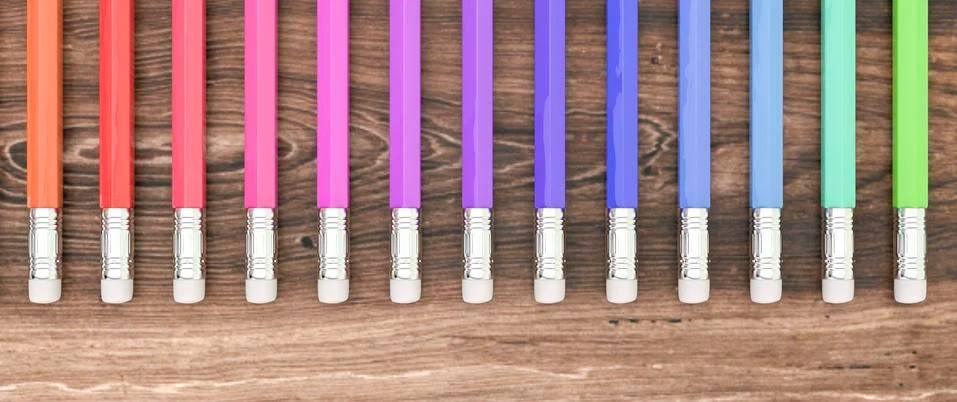 Colored pencils on a plain background Stock Illustration