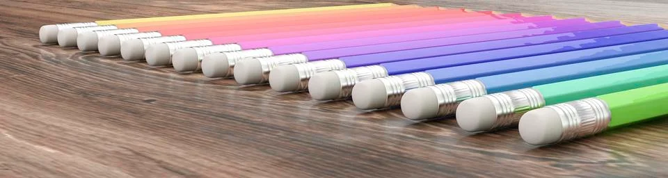 Colored pencils on a plain background Stock Illustration