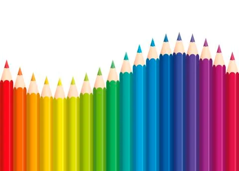 Colored Pencils Rainbow Wave Endless Stock Illustration