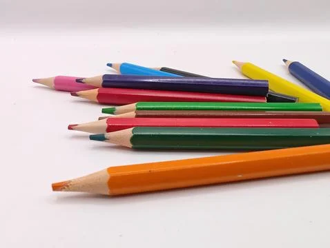 Colored pencils randomly Stock Photos