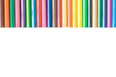 Colored pencils in a row  for background Stock Photos