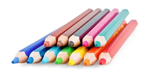 Colored pencils in row Stock Photos