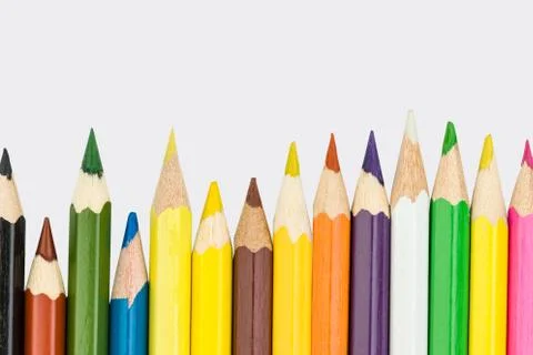 Colored pencils in a row Foto stock