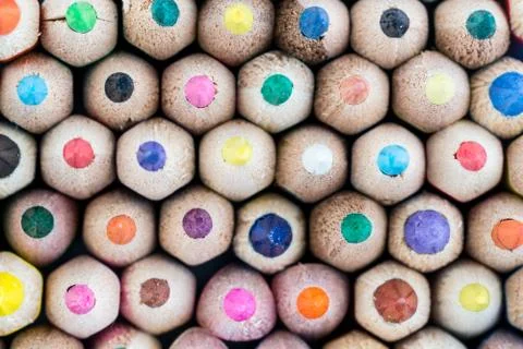 Colored pencils in a row Foto stock