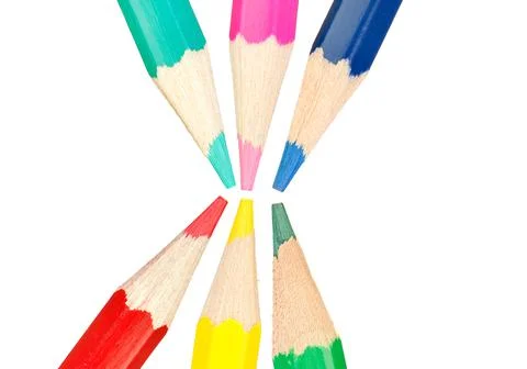Colored pencils row Stock Photos